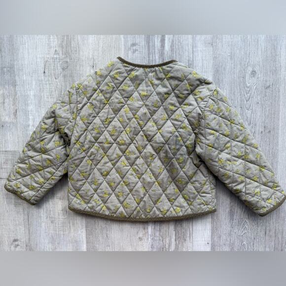 Zara Kids Girls 4-5 Years Quilted Jacket Pants Matching Set Floral Brown - Picture 6 of 9